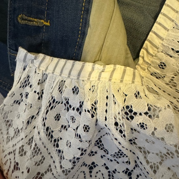 Cabi Blue Jean Jacket with White Lace Hem Casual - Picture 3 of 7